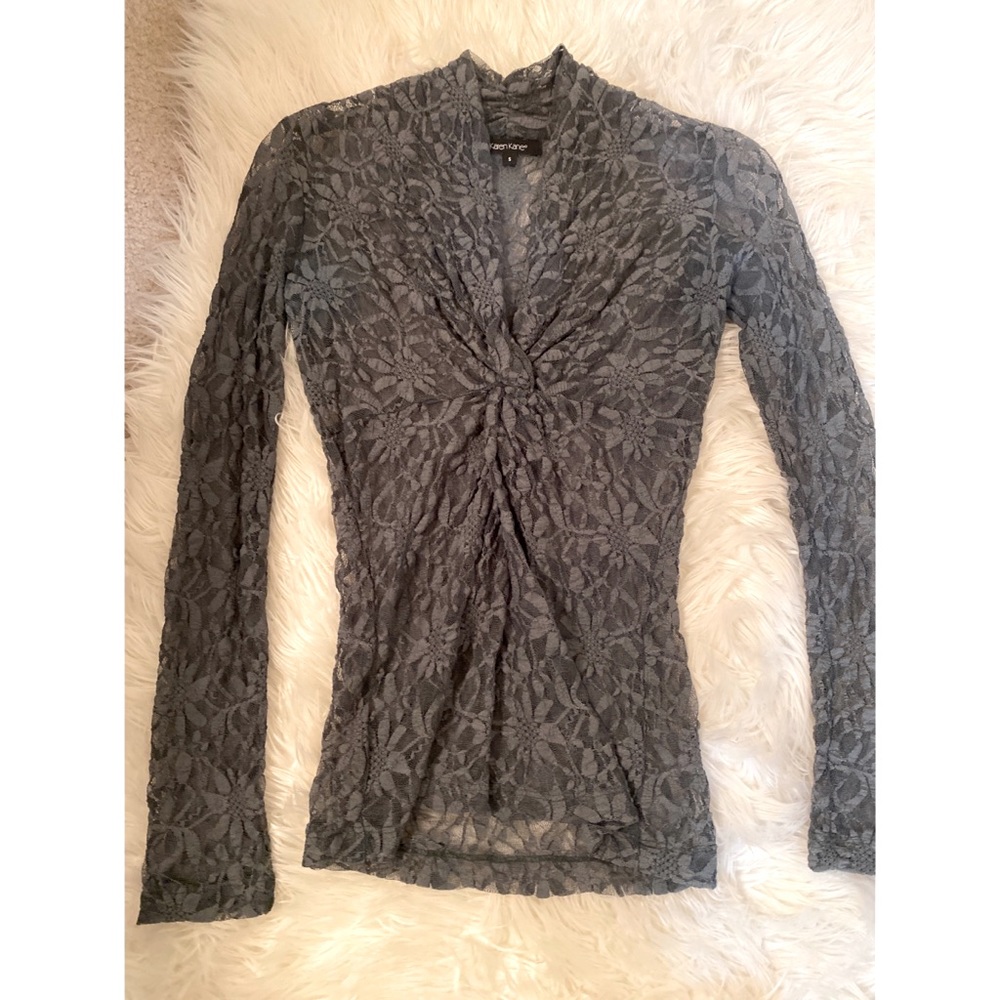 Karen Kane lace green long sleeve shirt size S